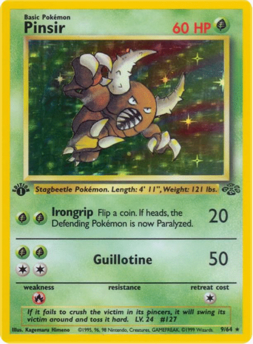 1999 Pokemon WOTC Jungle 1st Edition Pinsir 9/64 Holo Rare MP